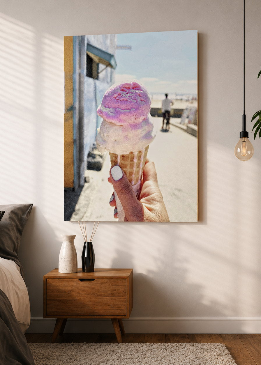 Cuadro Decorativo Mural Sin Marco 5mm - Playa, Helado Mano Pastel