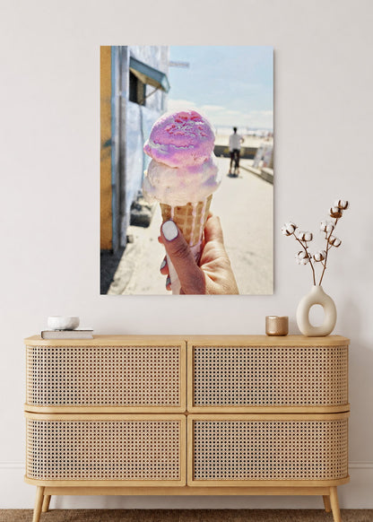 Cuadro Decorativo Mural Sin Marco 5mm - Playa, Helado Mano Pastel