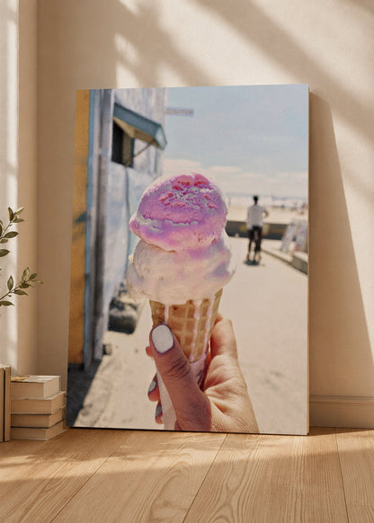 Cuadro Decorativo Mural Sin Marco 5mm - Playa, Helado Mano Pastel