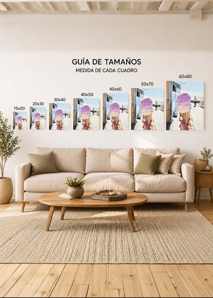 Cuadro Decorativo Mural Sin Marco 5mm - Playa, Helado Mano Pastel