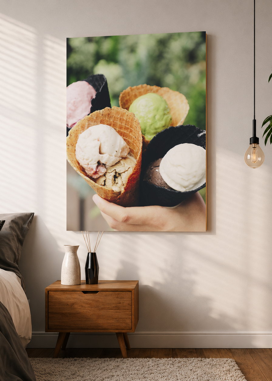 Cuadro Decorativo Mural Sin Marco 5mm - Playa, Helados Cucuruchos Pastel
