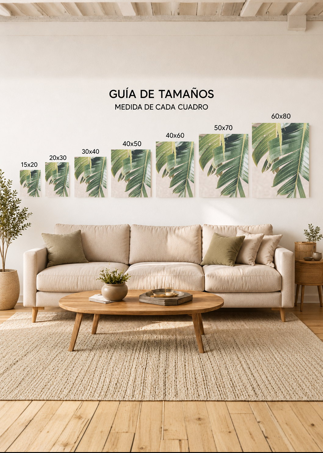 Cuadro Decorativo Mural Sin Marco 5mm - Playa, Hoja Palmera Detalle