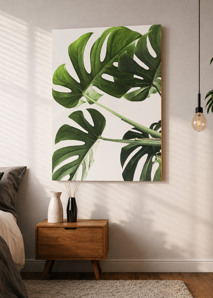 Cuadro Decorativo Mural Sin Marco 5mm - Playa, Hojas Monstera Verde