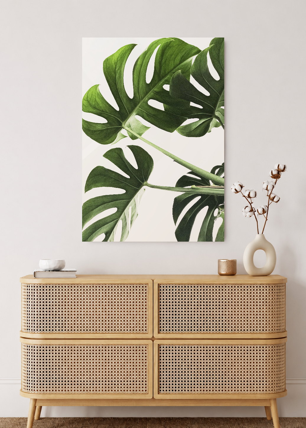 Cuadro Decorativo Mural Sin Marco 5mm - Playa, Hojas Monstera Verde