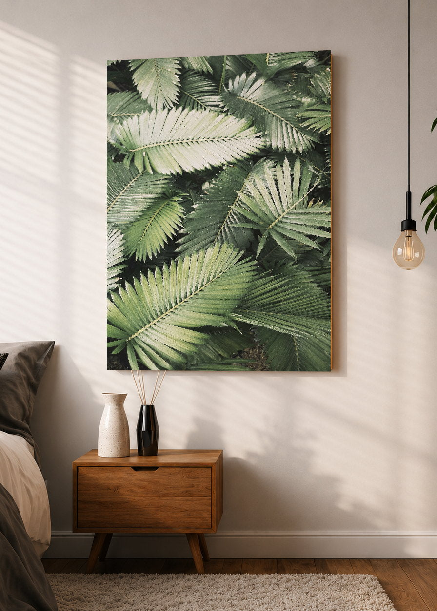 Cuadro Decorativo Mural Sin Marco 5mm - Playa, Hojas Palmera Verde