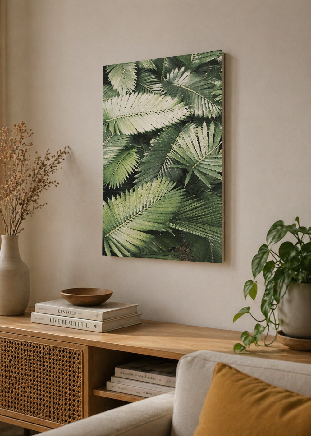 Cuadro Decorativo Mural Sin Marco 5mm - Playa, Hojas Palmera Verde