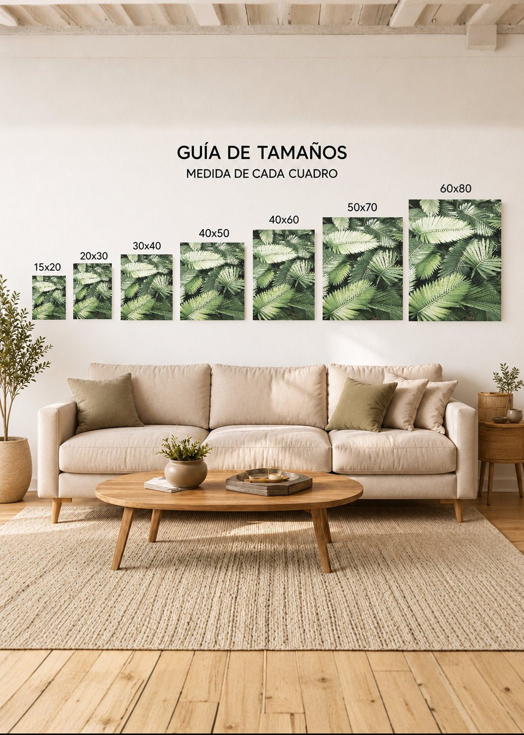 Cuadro Decorativo Mural Sin Marco 5mm - Playa, Hojas Palmera Verde