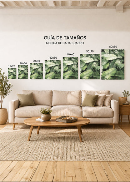 Cuadro Decorativo Mural Sin Marco 5mm - Playa, Hojas Palmera Verde