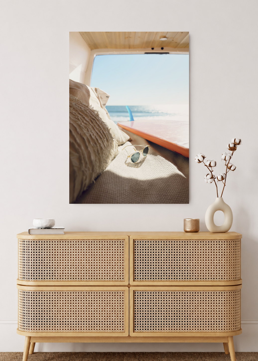 Cuadro Decorativo Mural Sin Marco 5mm - Playa, Interior Combi Sombrero