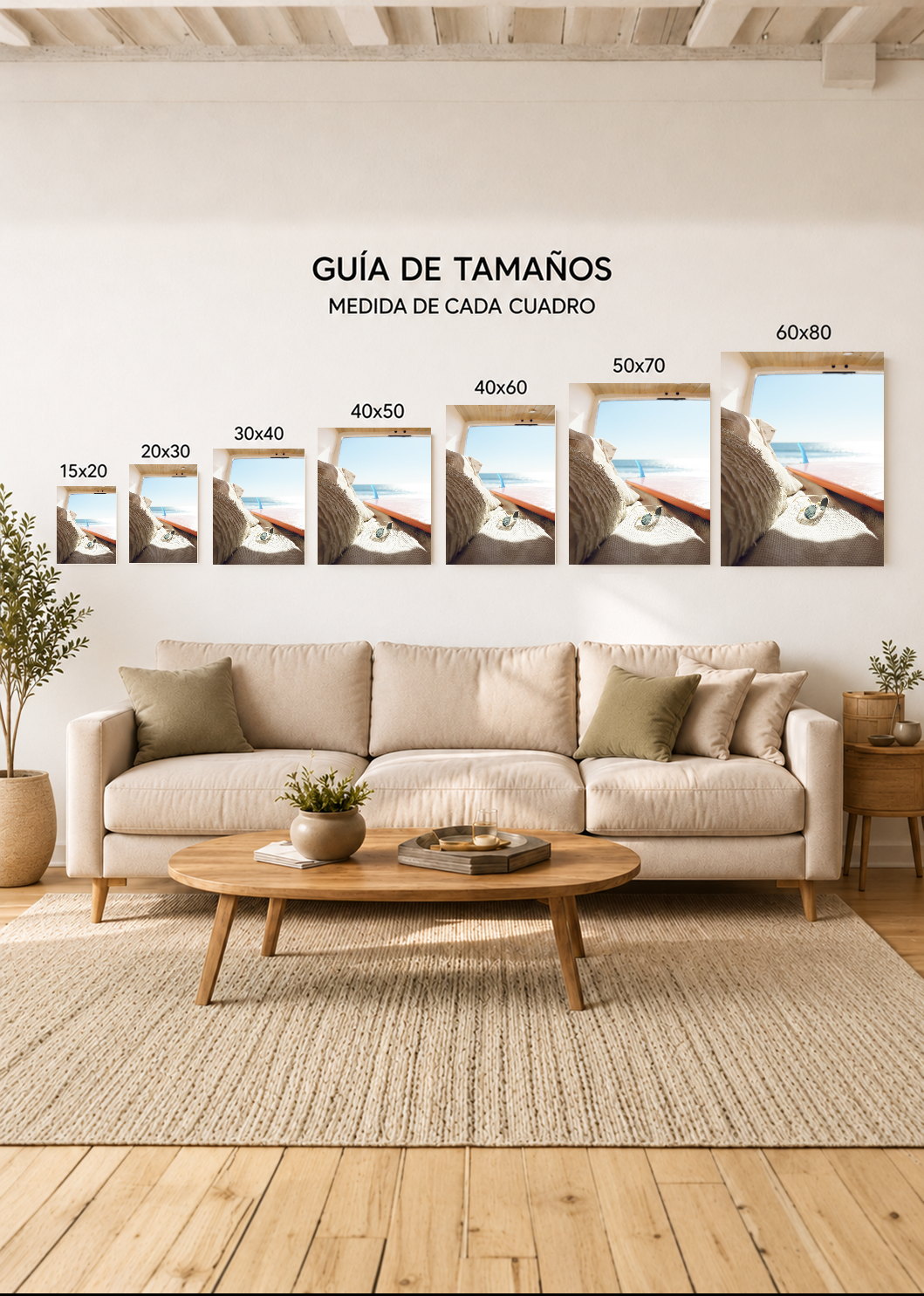 Cuadro Decorativo Mural Sin Marco 5mm - Playa, Interior Combi Sombrero