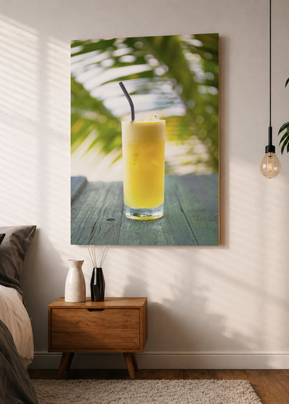 Cuadro Decorativo Mural Sin Marco 5mm - Playa, Jugo Amarillo Palmera