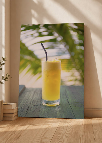 Cuadro Decorativo Mural Sin Marco 5mm - Playa, Jugo Amarillo Palmera