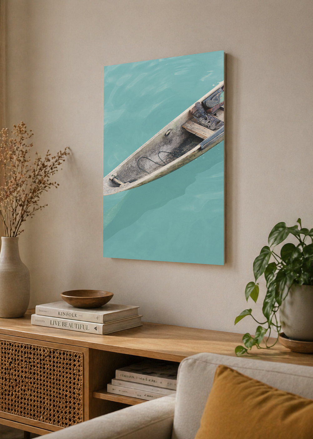 Cuadro Decorativo Mural Sin Marco 5mm - Playa, Kayak Transparente Turquesa