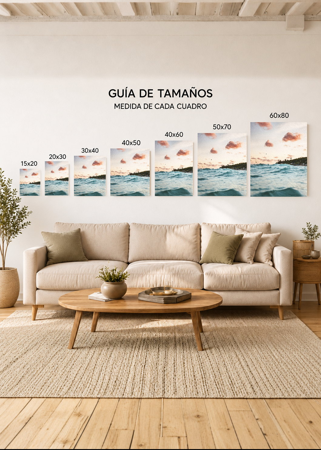 Cuadro Decorativo Mural Sin Marco 5mm - Playa, Mar Cielo Pastel