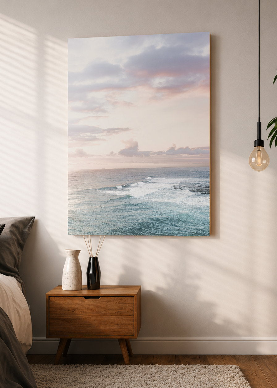 Cuadro Decorativo Mural Sin Marco 5mm - Playa, Mar Pastel Surfistas