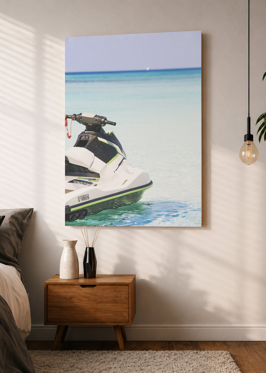 Cuadro Decorativo Mural Sin Marco 5mm - Playa, Moto Agua Celeste