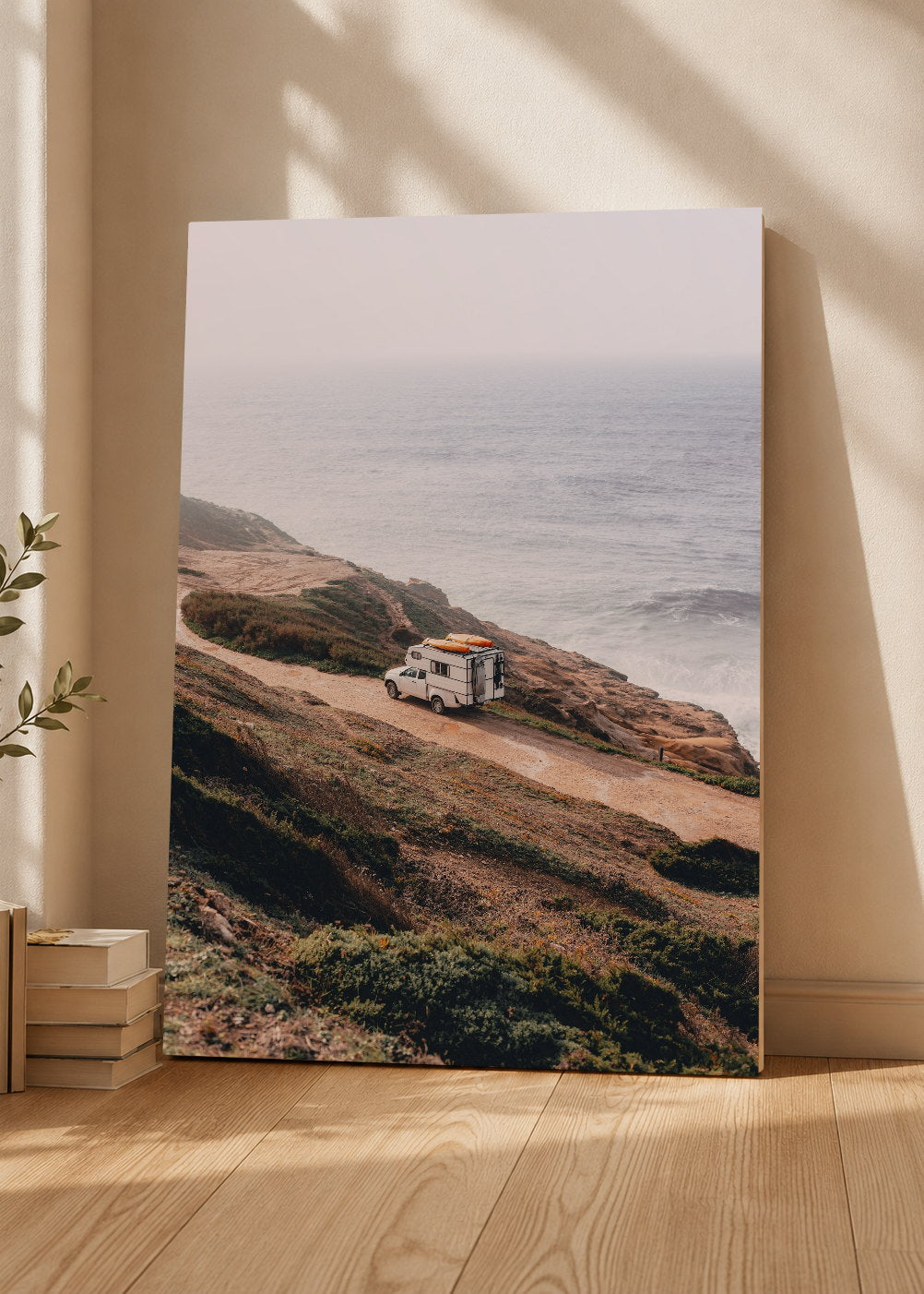 Cuadro Decorativo Mural Sin Marco 5mm - Playa, Motorhome Acantilado Niebla