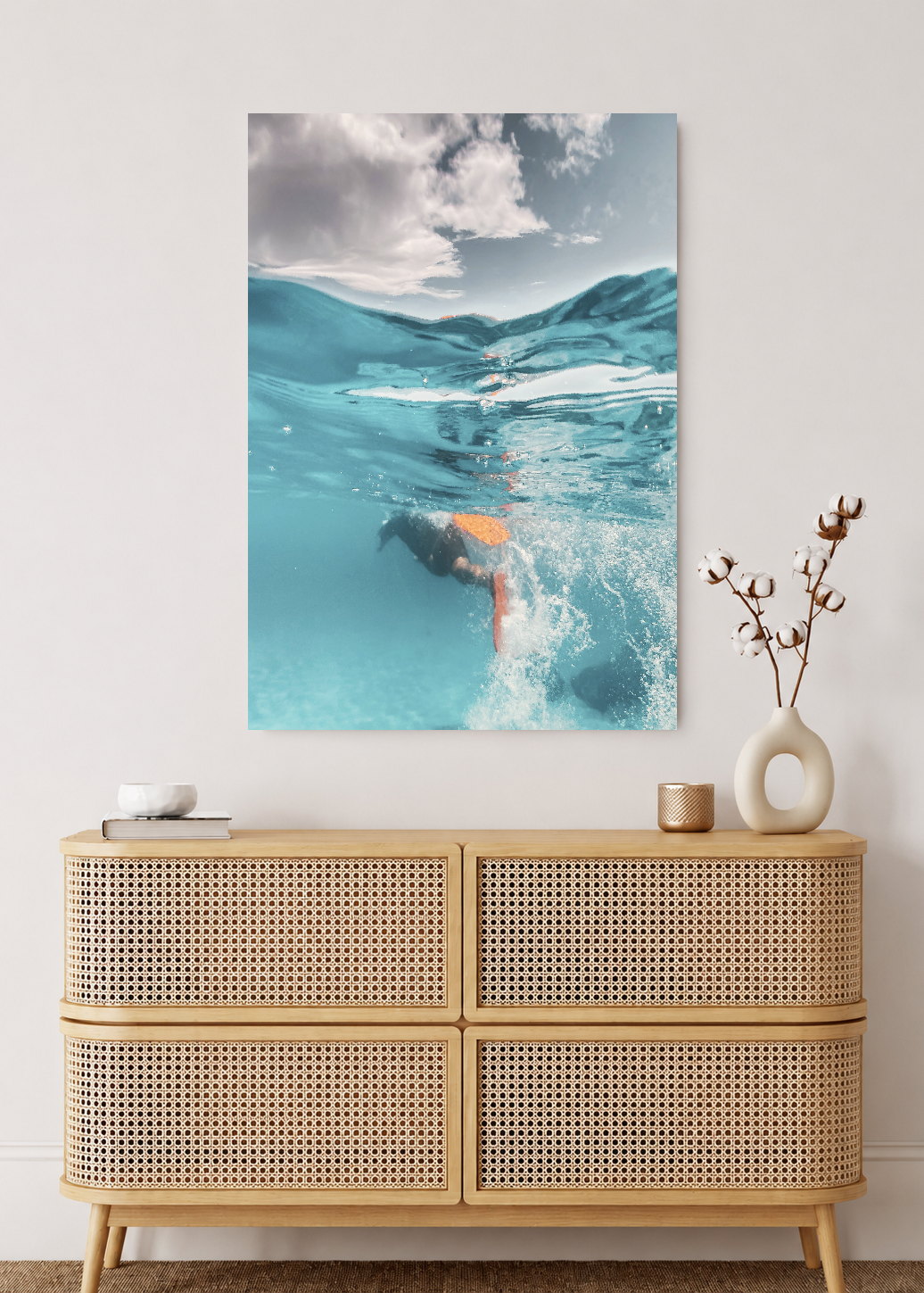 Cuadro Decorativo Mural Sin Marco 5mm - Playa, Nadador Bajo Agua