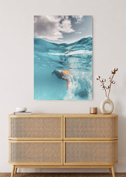 Cuadro Decorativo Mural Sin Marco 5mm - Playa, Nadador Bajo Agua