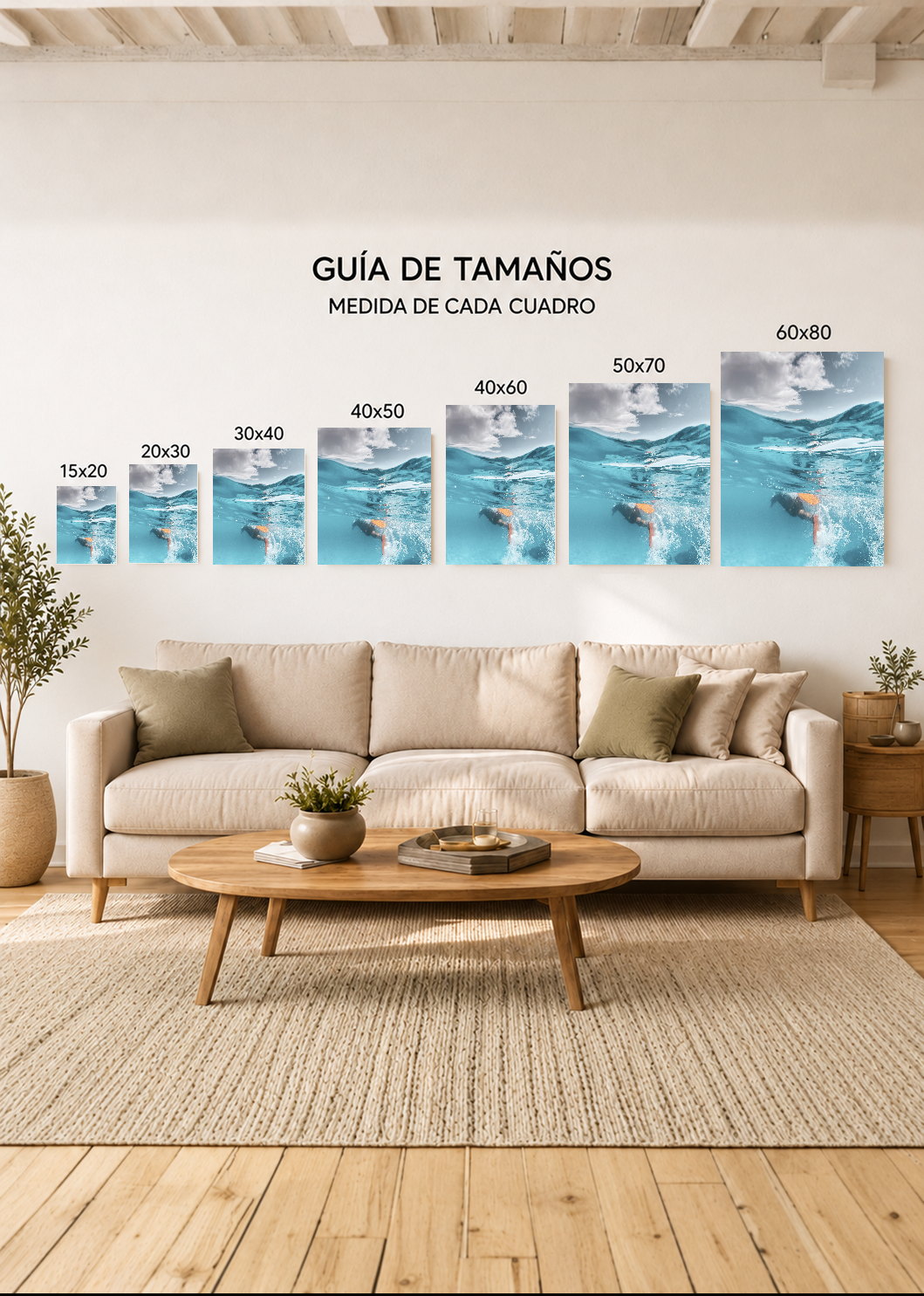 Cuadro Decorativo Mural Sin Marco 5mm - Playa, Nadador Bajo Agua