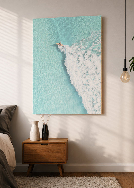 Cuadro Decorativo Mural Sin Marco 5mm - Playa, Nadadora Aérea Turquesa