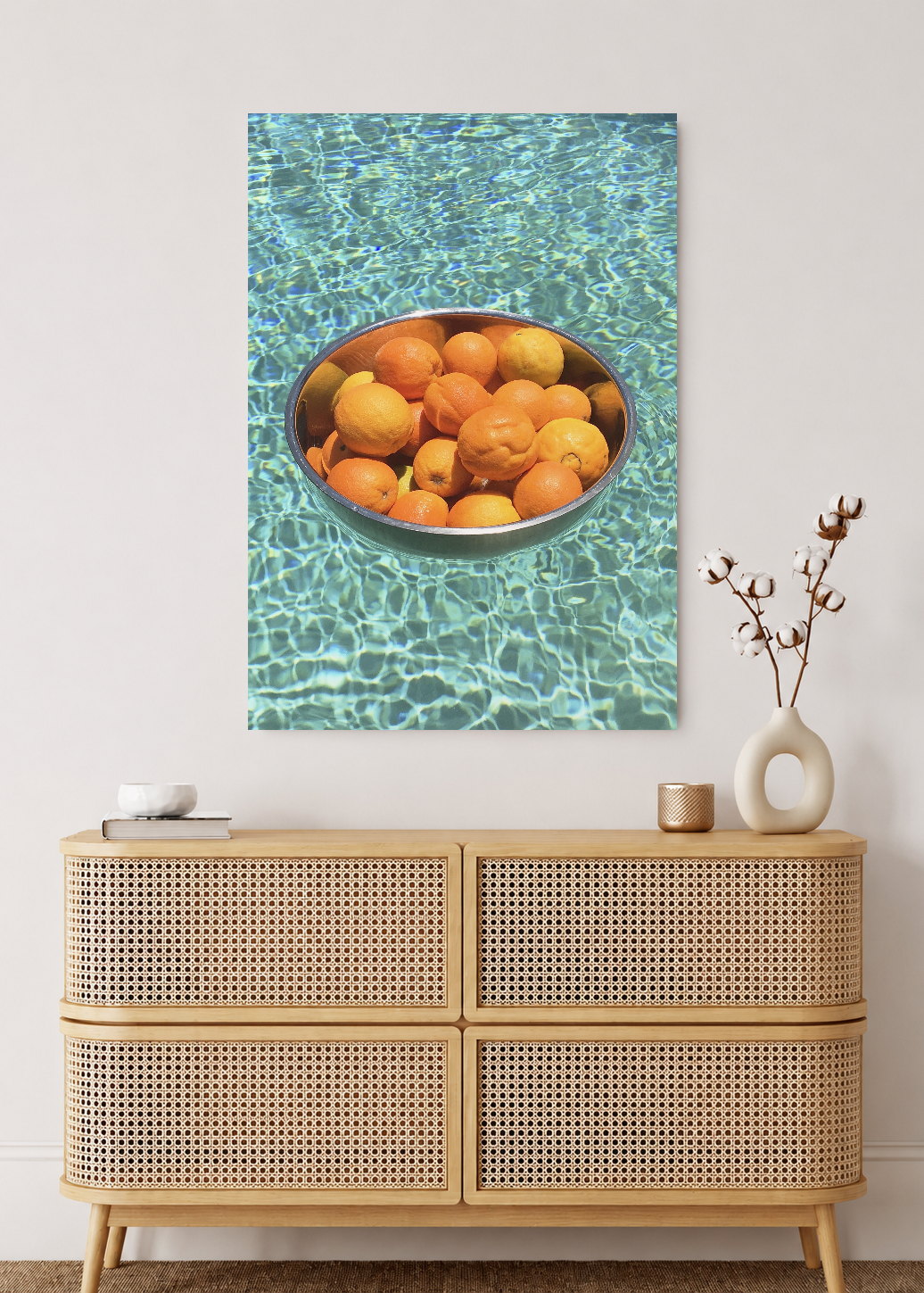 Cuadro Decorativo Mural Sin Marco 5mm - Playa, Naranjas Pileta Bowl