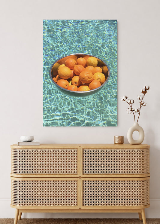 Cuadro Decorativo Mural Sin Marco 5mm - Playa, Naranjas Pileta Bowl