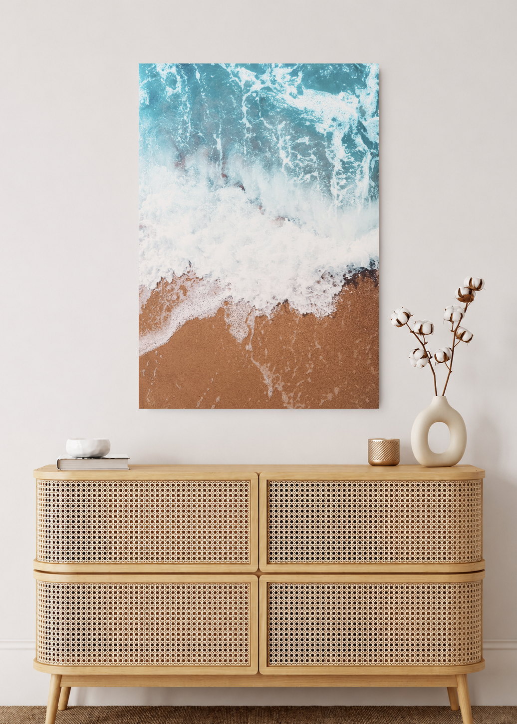 Cuadro Decorativo Mural Sin Marco 5mm - Playa, Ola Arena Ocre Aérea