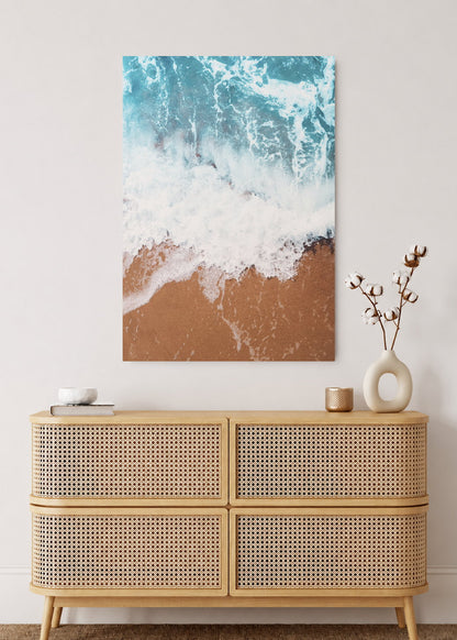 Cuadro Decorativo Mural Sin Marco 5mm - Playa, Ola Arena Ocre Aérea