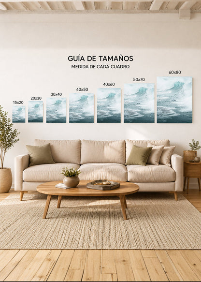 Cuadro Decorativo Mural Sin Marco 5mm - Playa, Ola Bruma Azul