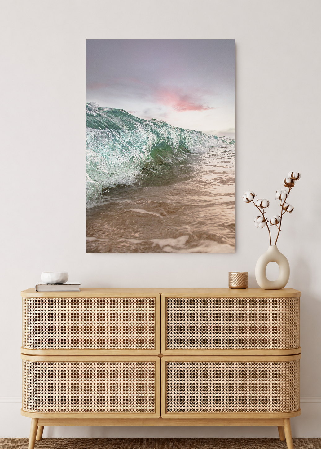 Cuadro Decorativo Mural Sin Marco 5mm - Playa, Ola Enrollada Pastel