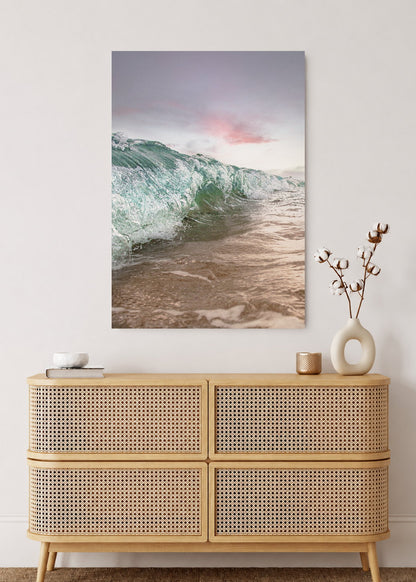 Cuadro Decorativo Mural Sin Marco 5mm - Playa, Ola Enrollada Pastel