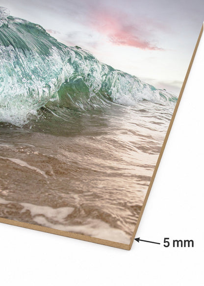 Cuadro Decorativo Mural Sin Marco 5mm - Playa, Ola Enrollada Pastel