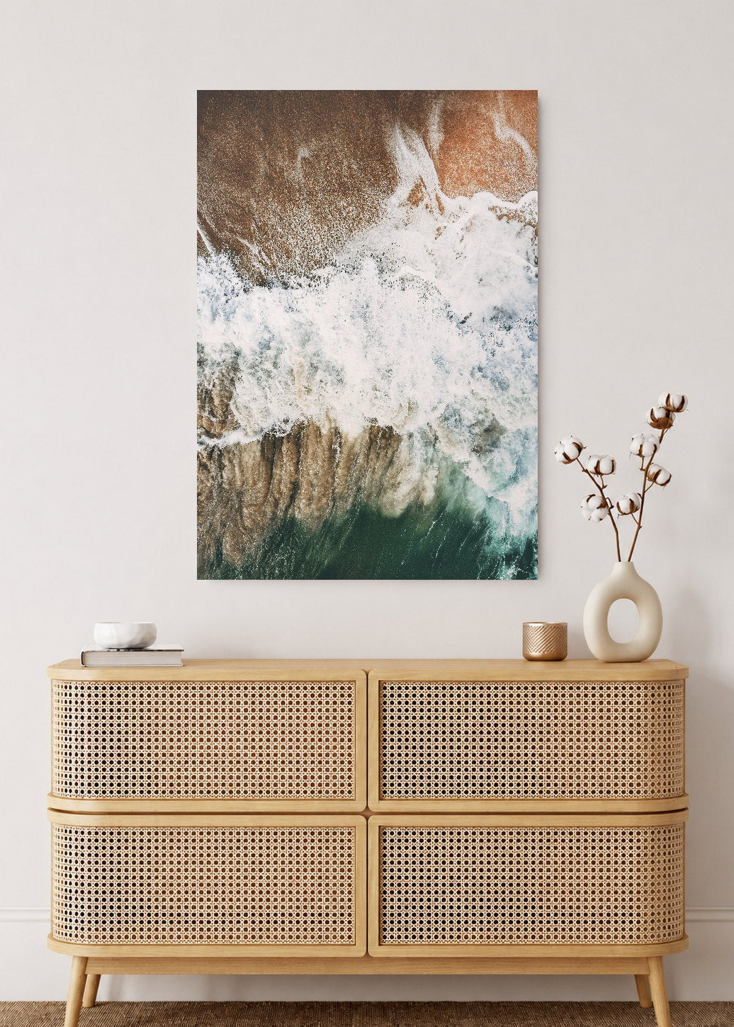Cuadro Decorativo Mural Sin Marco 5mm - Playa, Ola Rocas Ocre