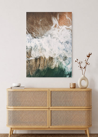 Cuadro Decorativo Mural Sin Marco 5mm - Playa, Ola Rocas Ocre