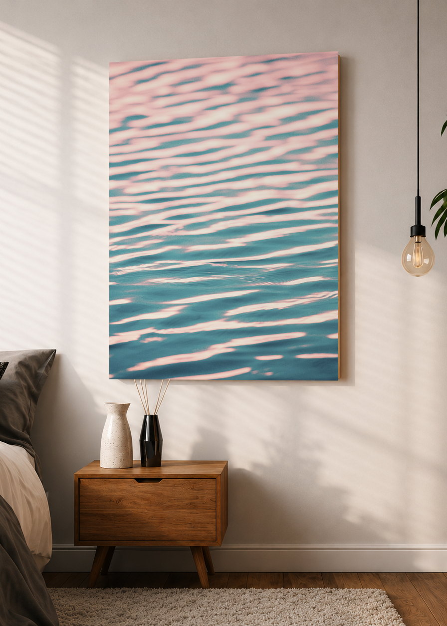 Cuadro Decorativo Mural Sin Marco 5mm - Playa, Ondas Agua Rosa