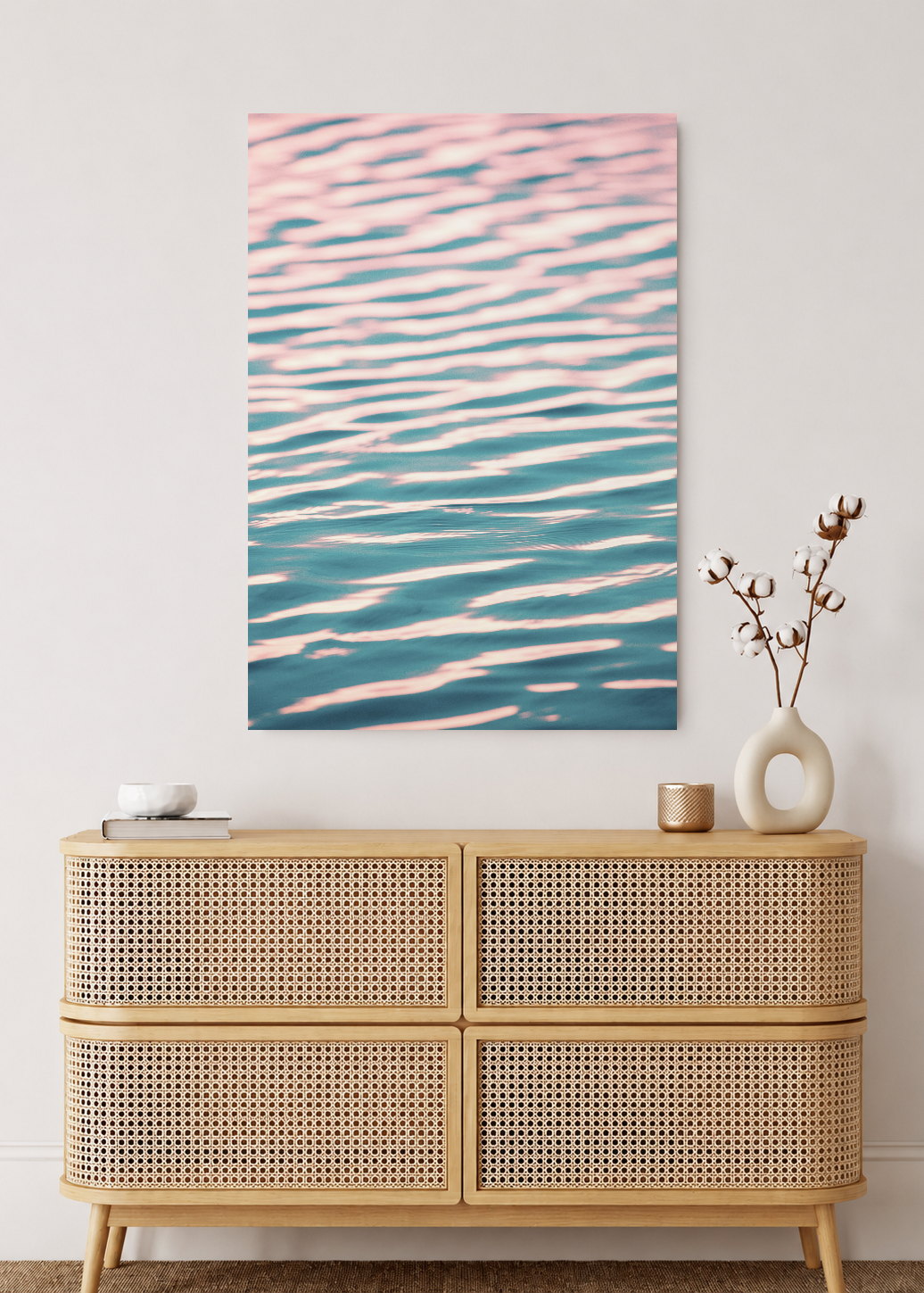Cuadro Decorativo Mural Sin Marco 5mm - Playa, Ondas Agua Rosa