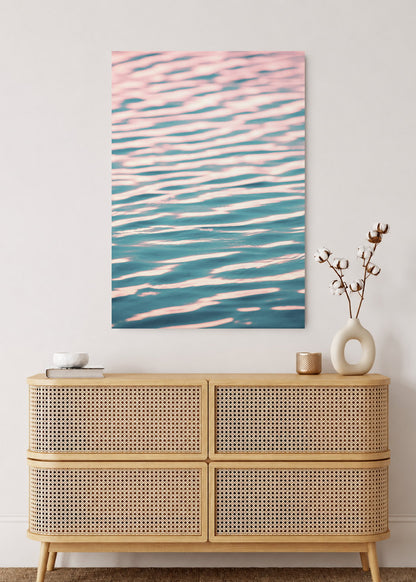 Cuadro Decorativo Mural Sin Marco 5mm - Playa, Ondas Agua Rosa