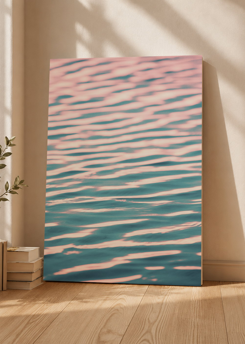 Cuadro Decorativo Mural Sin Marco 5mm - Playa, Ondas Agua Rosa