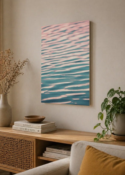Cuadro Decorativo Mural Sin Marco 5mm - Playa, Ondas Agua Rosa