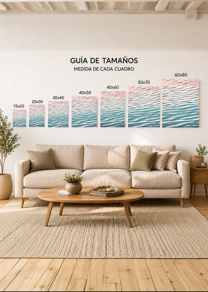 Cuadro Decorativo Mural Sin Marco 5mm - Playa, Ondas Agua Rosa