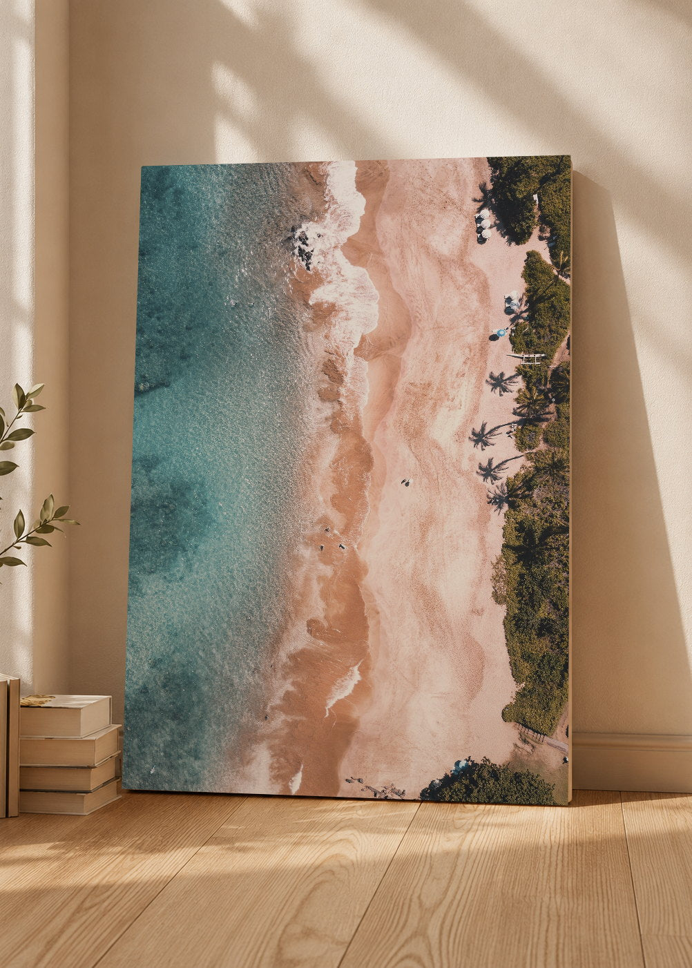 Cuadro Decorativo Mural Sin Marco 5mm - Playa, Orilla Rosa Palmeras