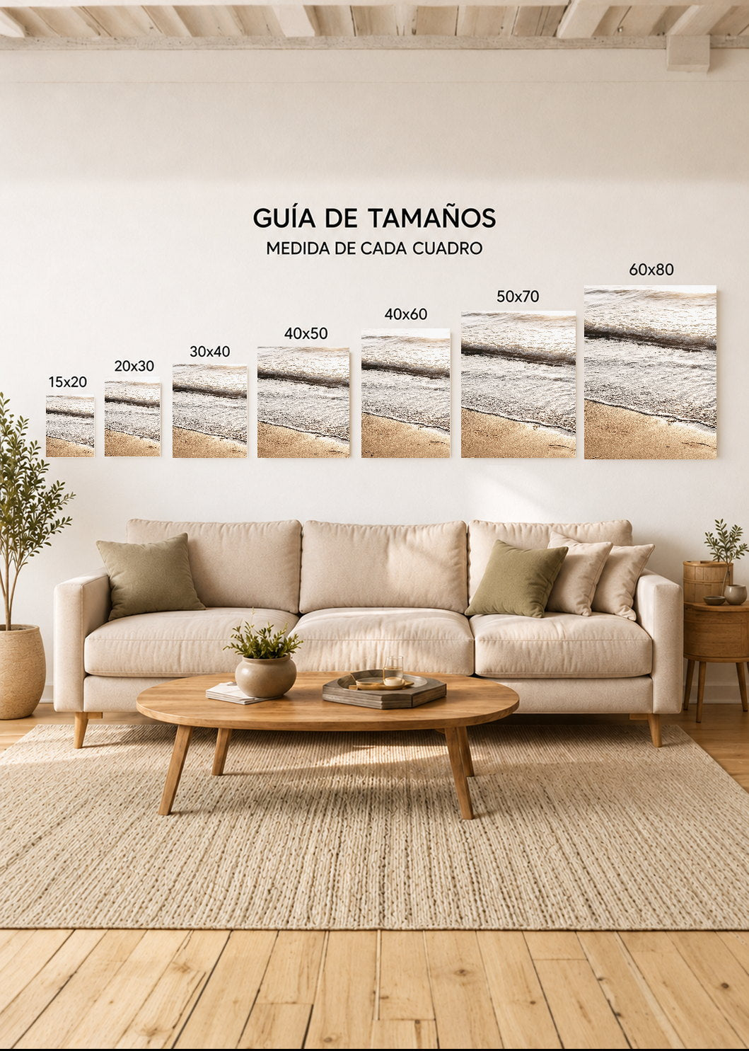 Cuadro Decorativo Mural Sin Marco 5mm - Playa, Orilla Suave Beige