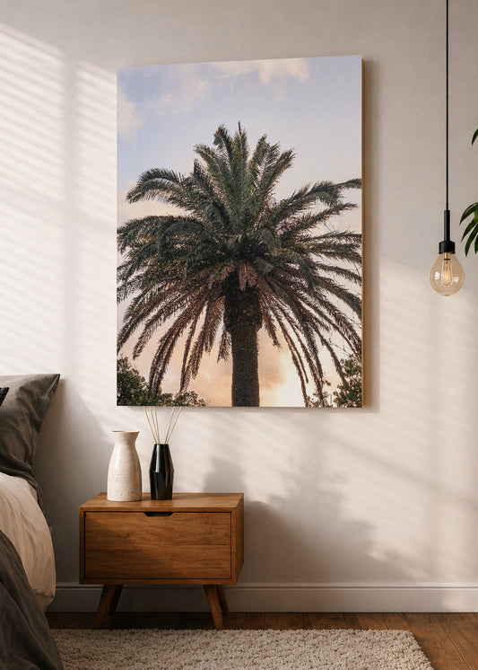Cuadro Decorativo Mural Sin Marco 5mm - Playa, Palmera Atardecer Pastel
