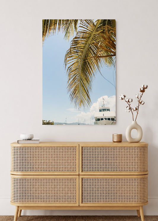 Cuadro Decorativo Mural Sin Marco 5mm - Playa, Palmera Barco Puerto