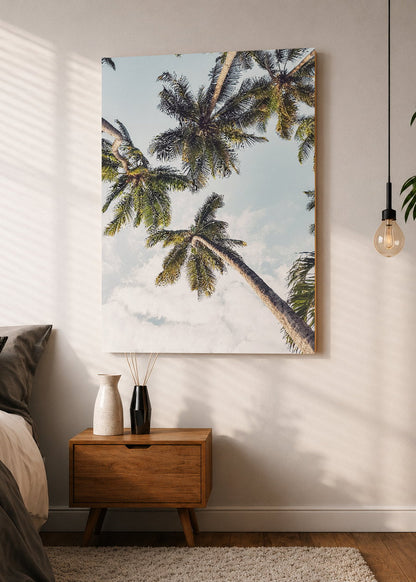 Cuadro Decorativo Mural Sin Marco 5mm - Playa, Palmera Inclinada Blanco