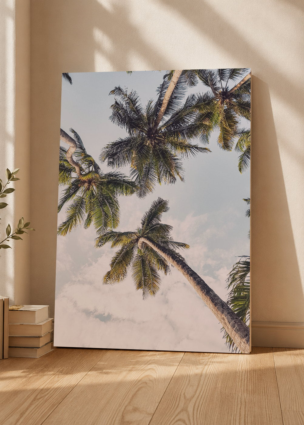 Cuadro Decorativo Mural Sin Marco 5mm - Playa, Palmera Inclinada Blanco