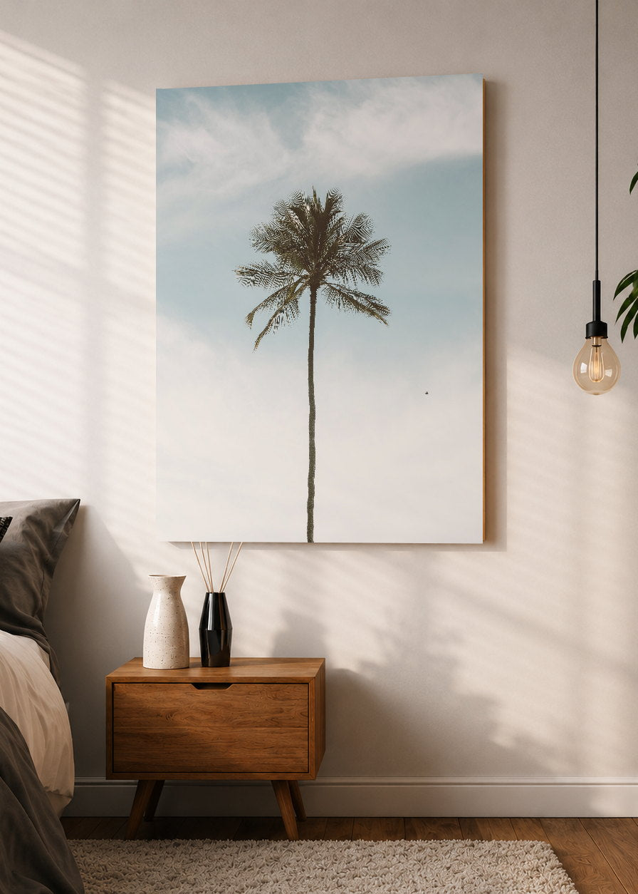 Cuadro Decorativo Mural Sin Marco 5mm - Playa, Palmera Minimal Cielo