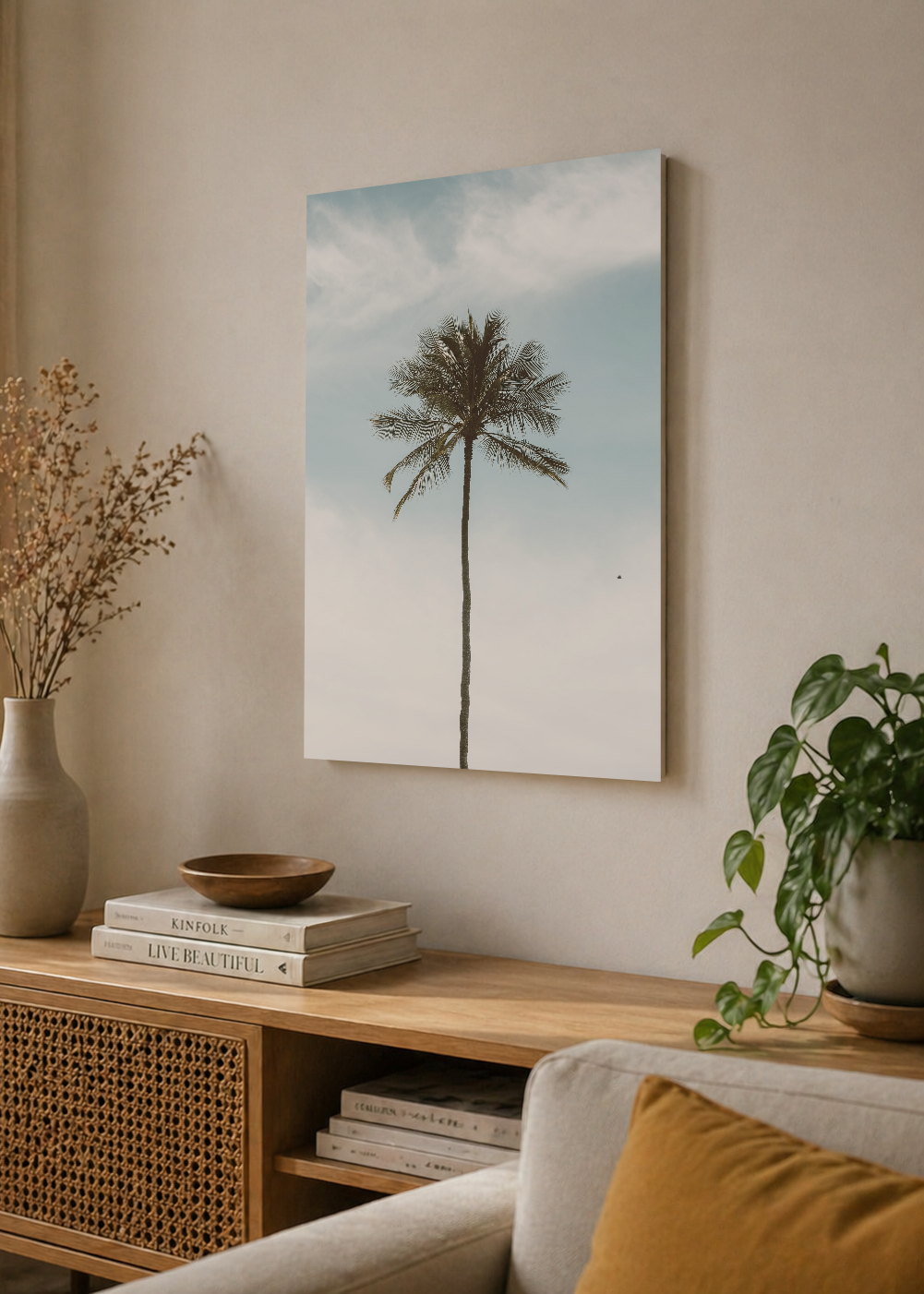 Cuadro Decorativo Mural Sin Marco 5mm - Playa, Palmera Minimal Cielo