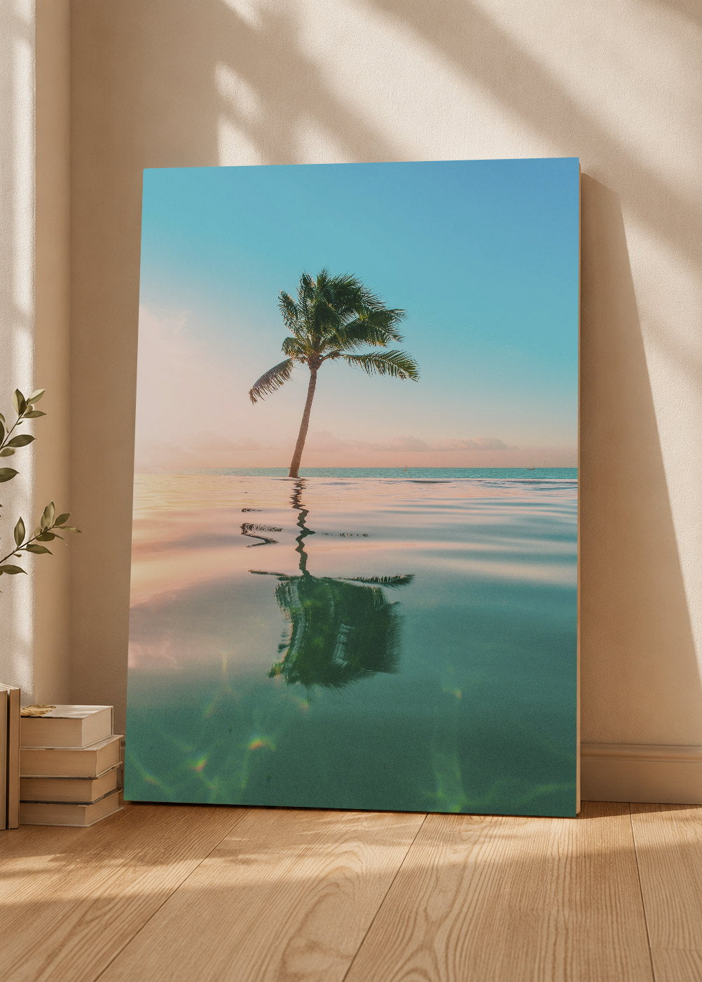 Cuadro Decorativo Mural Sin Marco 5mm - Playa, Palmera Reflejo Agua
